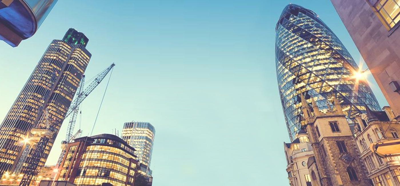 [Header] [Press area] London City skyline view